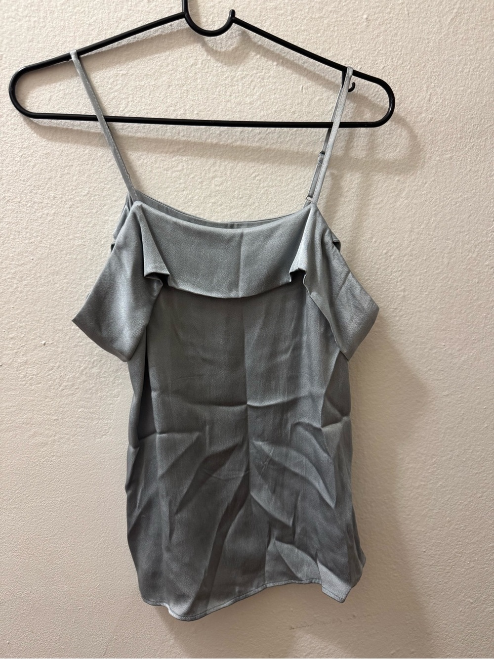 Reformation Light Gray Ruffle Cold-Shoulder Cami